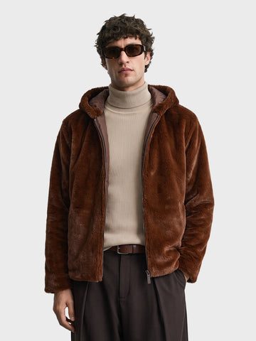 Men's Brown Regular Fit Solid Casual Jacket