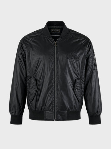 Men's Black Regular Fit Embroidered Casual Jacket
