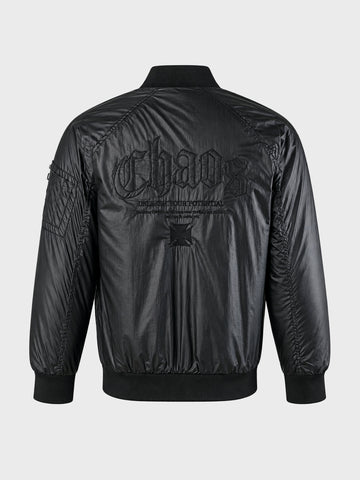 Men's Black Regular Fit Embroidered Casual Jacket