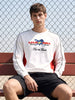 Men's White Relaxed Fit Embroidered Casual Sweatshirt