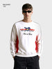 Men's White Relaxed Fit Embroidered Casual Sweatshirt