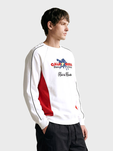 Men's White Relaxed Fit Embroidered Casual Sweatshirt