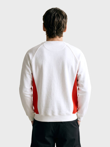 Men's White Relaxed Fit Embroidered Casual Sweatshirt