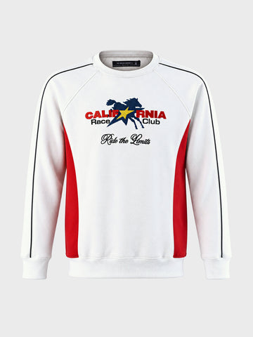 Men's White Relaxed Fit Embroidered Casual Sweatshirt