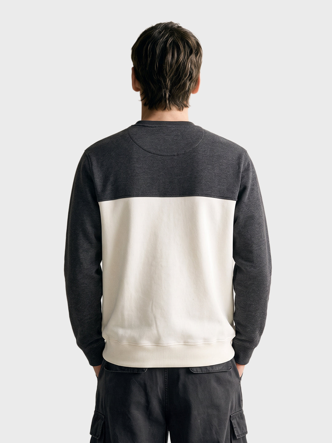 Men's Grey Regular Fit Colourblocked Casual Sweatshirt