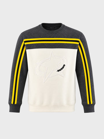 Men's Black Regular Fit Colourblocked Casual Sweatshirt