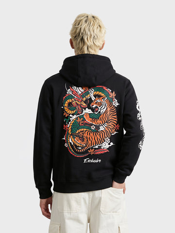 Men's Black Relaxed Fit Graphic Printed Casual Sweatshirt
