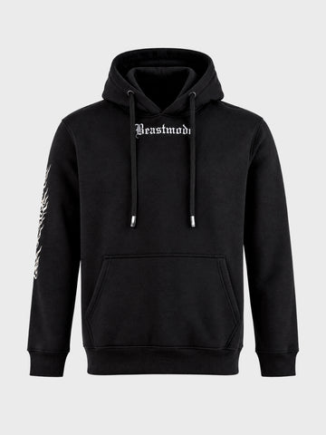 Men's Black Relaxed Fit Graphic Printed Casual Sweatshirt