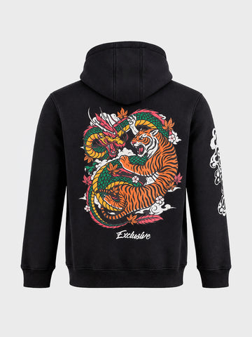 Men's Black Relaxed Fit Graphic Printed Casual Sweatshirt