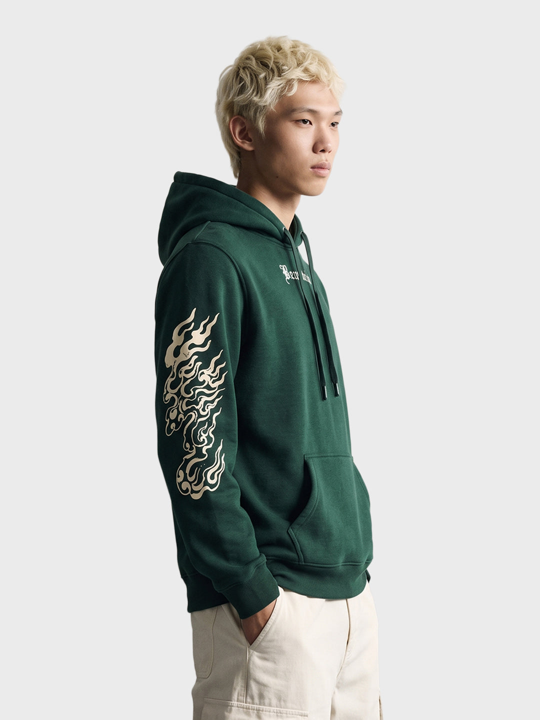 Men's Green Relaxed Fit Printed Casual Sweatshirt