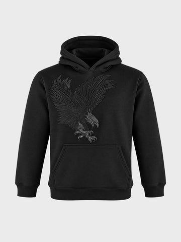 Men's Black Relaxed Fit Embroidered Casual Sweatshirt
