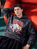 Men's Black Relaxed Fit Graphic Printed Casual Sweatshirt