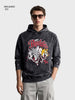 Men's Black Relaxed Fit Graphic Printed Casual Sweatshirt