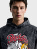Men's Black Relaxed Fit Graphic Printed Casual Sweatshirt