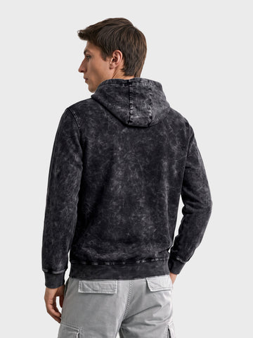 Men's Black Relaxed Fit Graphic Printed Casual Sweatshirt