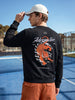Men's Black Relaxed Fit Graphic Printed Casual Sweatshirt