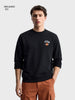 Men's Black Relaxed Fit Graphic Printed Casual Sweatshirt