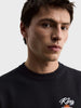 Men's Black Relaxed Fit Graphic Printed Casual Sweatshirt