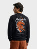 Men's Black Relaxed Fit Graphic Printed Casual Sweatshirt