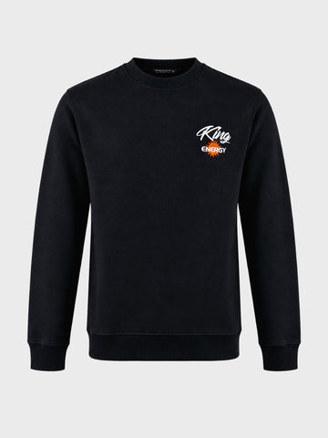 Men's Black Relaxed Fit Graphic Printed Casual Sweatshirt