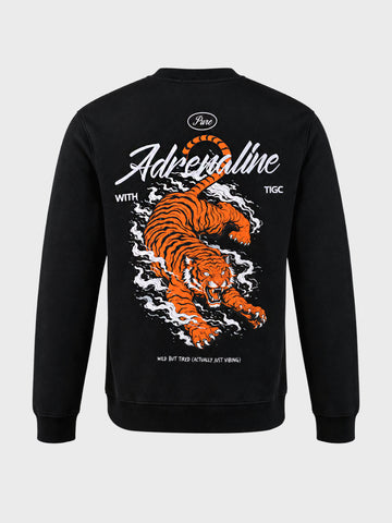 Men's Black Relaxed Fit Graphic Printed Casual Sweatshirt