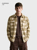 Men's Beige Oversized Fit Checkered Casual Shirt