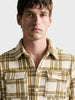 Men's Beige Oversized Fit Checkered Casual Shirt