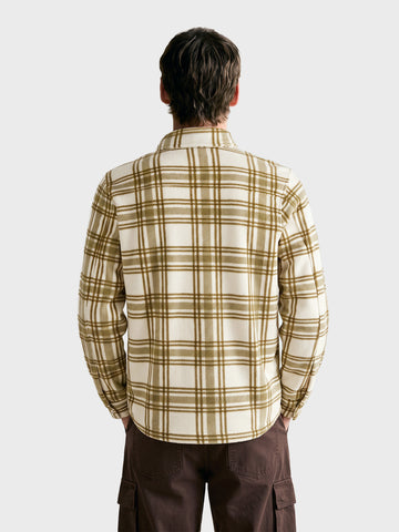 Men's Beige Oversized Fit Checkered Casual Shirt