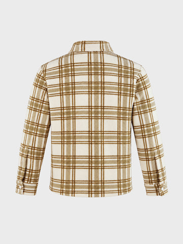 Men's Beige Oversized Fit Checkered Casual Shirt