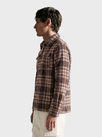 Men's Brown Oversized Fit Checkered Casual Shirt