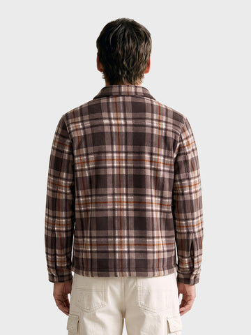 Men's Brown Oversized Fit Checkered Casual Shirt