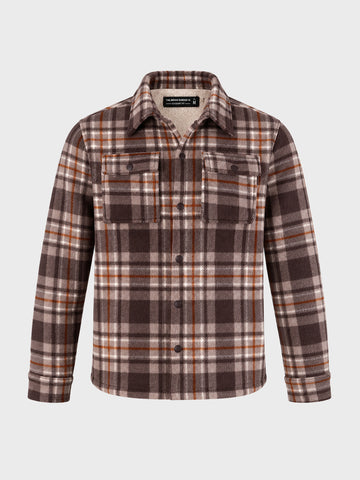 Men's Brown Oversized Fit Checkered Casual Shirt