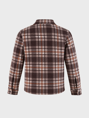 Men's Brown Oversized Fit Checkered Casual Shirt