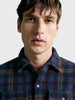 Men's Navy Blue Regular Fit Checkered Casual Shirt