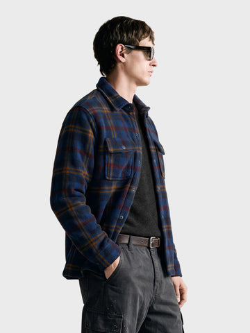 Men's Navy Blue Regular Fit Checkered Casual Shirt
