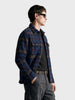 Men's Navy Blue Regular Fit Checkered Casual Shirt