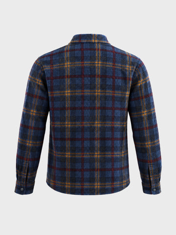 Men's Navy Blue Regular Fit Checkered Casual Shirt