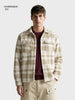 Men's Cream Regular Fit Checkered Casual Shirt