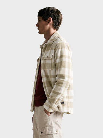 Men's Cream Regular Fit Checkered Casual Shirt