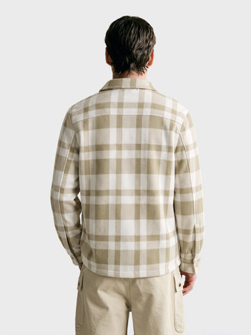 Men's Cream Regular Fit Checkered Casual Shirt
