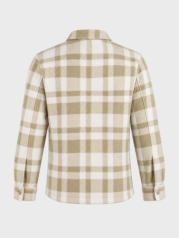 Men's Cream Regular Fit Checkered Casual Shirt