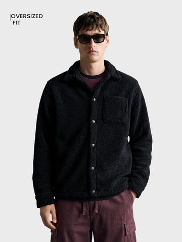 Men's Black Regular Fit Solid Casual Shirt