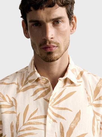 Men's Brown Relaxed Fit Printed Casual Shirt