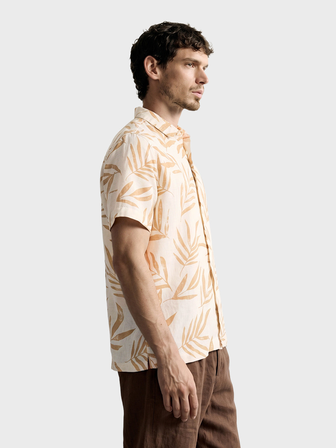 Men's Brown Relaxed Fit Printed Casual Shirt