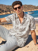 Men's Grey Relaxed Fit Printed Casual Shirt