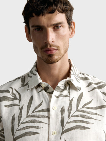 Men's Grey Relaxed Fit Printed Casual Shirt