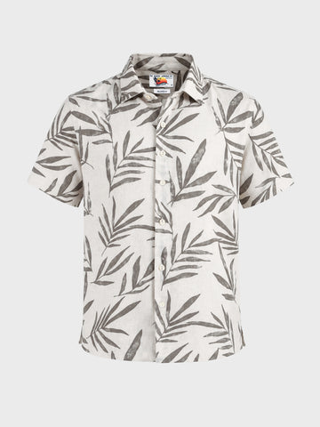 Men's Grey Relaxed Fit Printed Casual Shirt