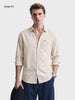 Men's Beige Slim Fit Solid Casual Shirt