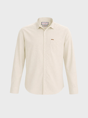 Men's Beige Slim Fit Solid Casual Shirt