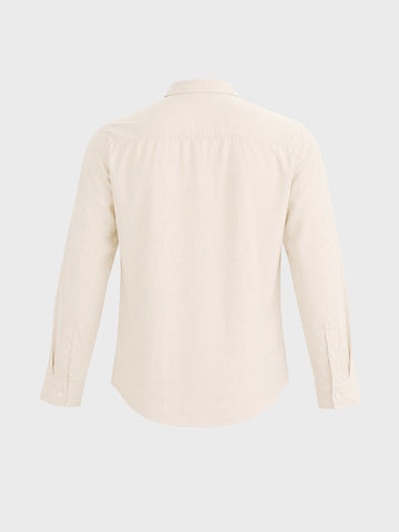 Men's Beige Slim Fit Solid Casual Shirt